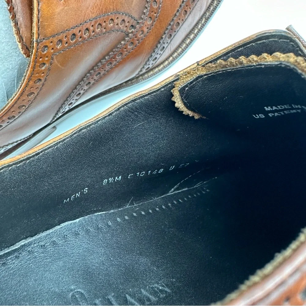 Cole Haan X Nike Air Madison British Tan Leather Wingtip Oxfords Size 8.5